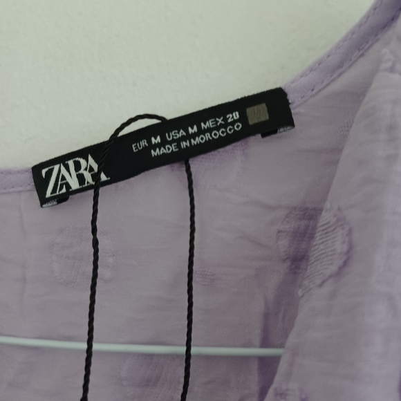 Zara Blogger Fave Lilac Textured Weave Polka Dot Draped Midi Dress NWOT - Picture 16 of 16